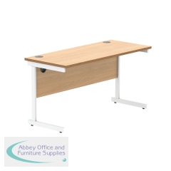 Astin Rectangular Single Upright Cantilever Desk 1400x600x730 Norwegian Beech/Arctic White KF824312