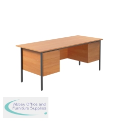 Serrion Rectangular Double Pedestal 4 Leg Desk 1800x750x730mm Ellmau Beech KF838755