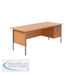 Serrion Rectangular 2 Drawer Pedestal 4 Leg Desk 1800x750x730mm Beech KF838790