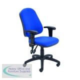KF839245 - First High Back Operators Chair with T-Adjustable Arms 640x640x985-1175mm Blue KF839245
