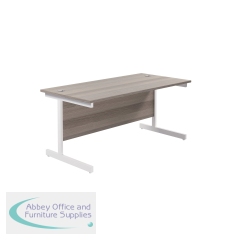 Jemini Single Upright Rectangular Desk 1800x800x730mm Grey Oak/White KF846048