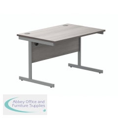 Polaris Rectangular Single Upright Cantilever Desk 1200x800x730mm Alaskan Grey Oak/Silver KF882342