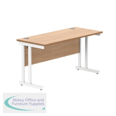 Polaris Rectangular Double Upright Cantilever Desk 1400x600x730mm Norwegian Beech/White KF882345