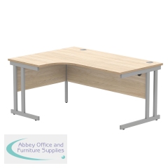 Polaris Left Hand Radial Double Upright Cantilever Desk 1600x1200x730mm Canadian Oak/Silver KF882346