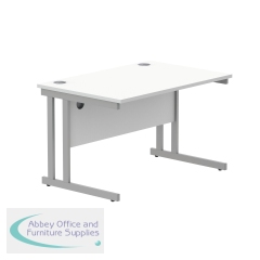 Polaris Rectangular Double Upright Cantilever Desk 1200x800x730mm Arctic White/Silver KF882347