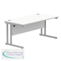 Polaris Rectangular Double Upright Cantilever Desk 1600x800x730mm Arctic White/Silver KF882349