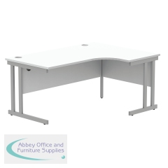 Polaris Right Hand Radial DU Cantilever Desk 1600x1200x730mm Arctic White/Silver KF882351