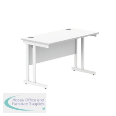 Polaris Rectangular Double Upright Cantilever Desk 1200x600x730mm Arctic White/White KF882352