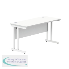 Polaris Rectangular Double Upright Cantilever Desk 1400x600x730mm Arctic White/White KF882353