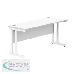 Polaris Rectangular Double Upright Cantilever Desk 1600x600x730mm Arctic White/White KF882354