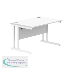 Polaris Rectangular Double Upright Cantilever Desk 1200x800x730mm Arctic White/White KF882355