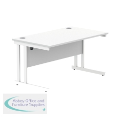 Polaris Rectangular Double Upright Cantilever Desk 1400x800x730mm Arctic White/White KF882356