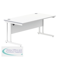 Polaris Rectangular Double Upright Cantilever Desk 1600x800x730mm Arctic White/White KF882357
