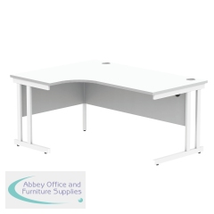 Polaris Left Hand Radial DU Cantilever Desk 1600x1200x730mm Arctic White/White KF882358