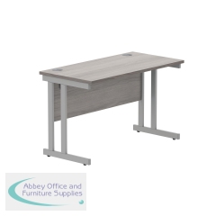 Polaris Rectangular Double Upright Cantilever Desk 1200x600x730mm Alaskan Grey Oak/Silver KF882360