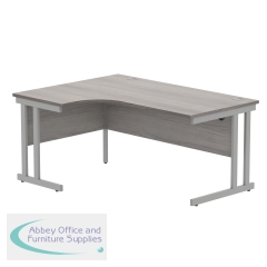 Polaris Left Hand Radial DU Cantilever Desk 1600x1200x730mm Alaskan Grey Oak/Silver KF882366