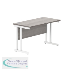 Polaris Rectangular Double Upright Cantilever Desk 1200x600x730mm Alaskan Grey Oak/White KF882368