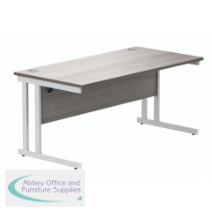 Polaris Rectangular Double Upright Cantilever Desk 1600x800x730mm Alaskan Grey Oak/White KF882371