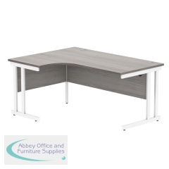 Polaris Left Hand Radial DU Cantilever Desk 1600x1200x730mm Alaskan Grey Oak/White KF882372