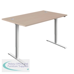 Jemini Economy Single Motor Sit/Stand Desk 1200x800x705-1220mm Maple/White KF882381