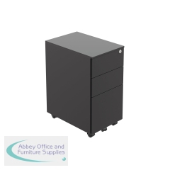 Jemini Contract Steel 3 Drawer Mobile Pedestal Slimline 300x470x615mm Black KF90691