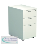 First 3 Drawer Desk High Pedestal 404x600x730mm White KF98511