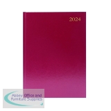 Desk Diary Day Per Page Appointment A5 Burgundy 2024 KFA51ABG24
