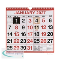 Unbranded Wirebound Month To View Calendar 249x231mm 2027 KFYC2227