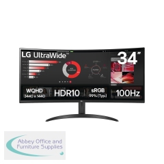 LG 34in Monitor Ultrawide QHD With HDMI + DP 34WR50QK-B.AEK