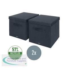 Leitz Fabric Storage Box with Lid Twinpack Large Grey 61450089