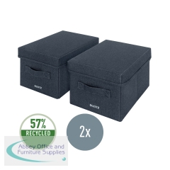 Leitz Fabric Storage Box with Lid Twinpack Small Grey 61460089