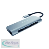 MediaRange USB Type-C Hub 7-In-1 Multiport Adapter for USB-C Devices Silver MRCS510