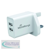 MediaRange Fast Charging Adapter 2x USB-A 12W UK Plug White MRMA114-UK