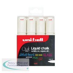 Uni-Ball PWE-8K Chalk Marker Chisel Broad White (Pack of 4) 153494344