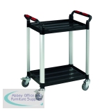 Barton Black and Silver 2 Shelf Standard Plastic Trolley WHTT2SS