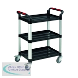 Barton Black and Silver 3 Shelf Standard Plastic Trolley WHTT3SS