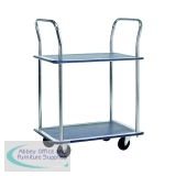 Barton Silver and Blue 2 Shelf Trolley With Chrome Handles PST2