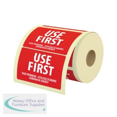 MyCafe Food Label Use First 25x25mm Removable (Pack of 1000) MYC10626
