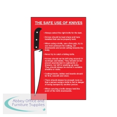 MyCafe The Safe Use of Knives Information Sign Self Adhesive PP 200x300mm MYC10676