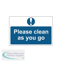 MyCafe Please Clean As You Go Sign Self Adhesive PP 300x200mm MYC10678