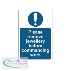 MyCafe Please Remove Jewellery Before Commencing Sign Self Adhesive Vinyl 200x300mm MYC10688