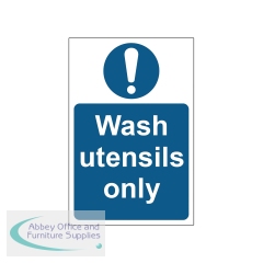 MyCafe Wash Utensils Only Sign Self Adhesive Vinyl 200x300mm MYC10695
