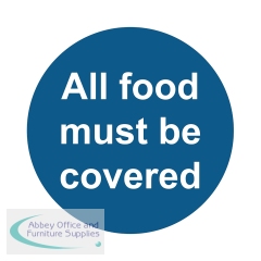 MyCafe All Food Must Be Covered Sign Self Adhesive Vinyl 100x100mm MYC10697