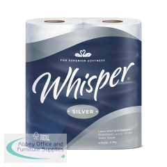 Whisper Silver Toilet Roll 2-Ply 210 Sheets Per Roll 4x10 (Pack of 40) TLSILVER