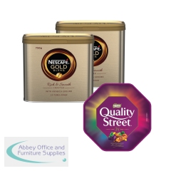 Nescafe Gold Blend Coffee 750g Tin x2 FOC Quality Street Tub 600g