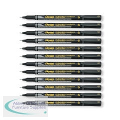 Pentel Permanent Marker Super Fine Point Black (Pack of 12) NFS410-A