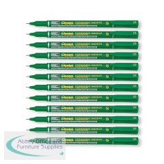 Pentel Permanent Marker Super Fine Point Green (Pack of 12) NFS410-D