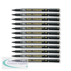 Pentel Permanent Marker Fine Point Black (Pack of 12) NM470-A