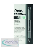 Pentel EnerGel + Metal Tip Rollerball Pen 0.7mm Black Pack of 12 BL27-A