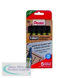 Pentel Chisel Tip Permanent Marker Black (5 Pack) YN860/5-A